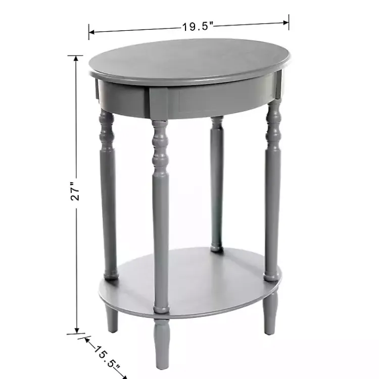 Accent & End Tables-Kirklands Home Wood Oval Emily Accent Table Gray