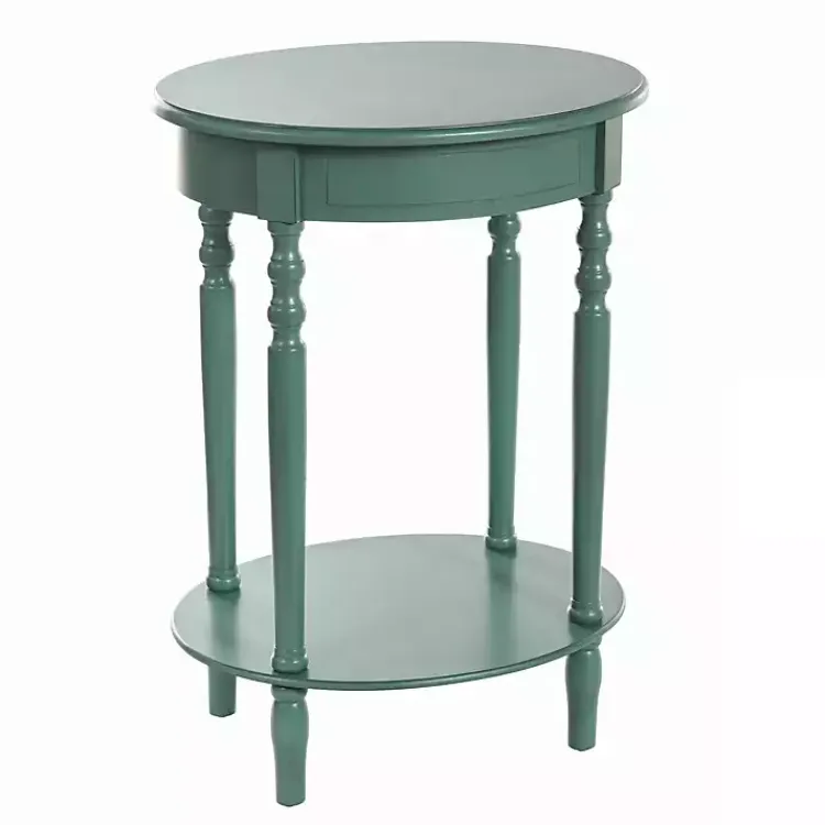 Accent & End Tables-Kirklands Home Turquoise Wood Oval Emily Accent Table Blue