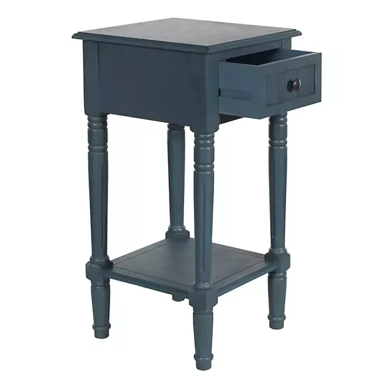 Accent & End Tables-Kirklands Home Navy Wood Square Hampton Accent Table Blue