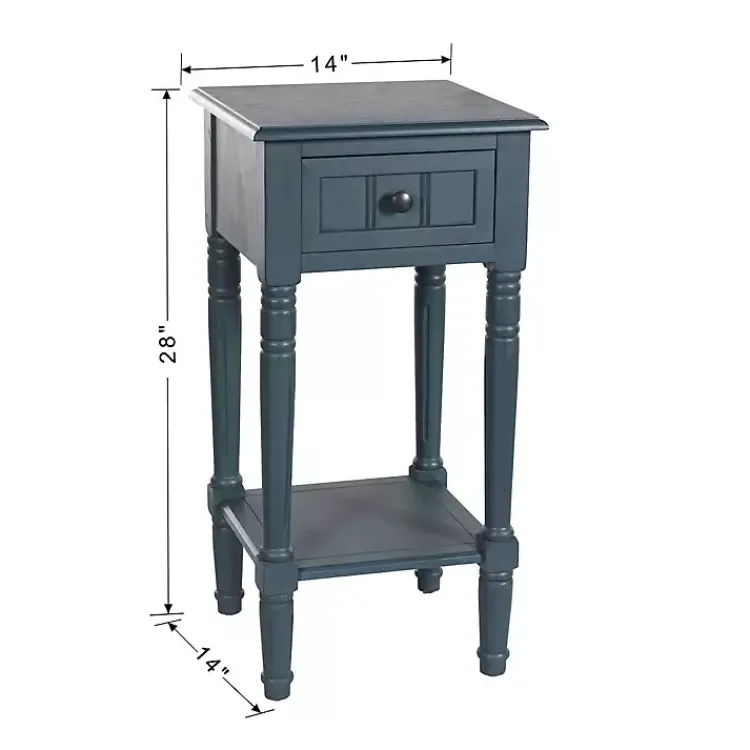 Accent & End Tables-Kirklands Home Navy Wood Square Hampton Accent Table Blue
