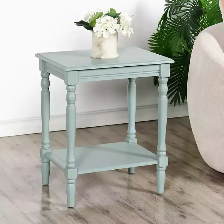 Accent & End Tables-Kirklands Home Light Wood Sybil Accent Table Blue