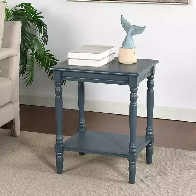 Accent & End Tables-Kirklands Home Navy Wood Sybil Accent Table Blue