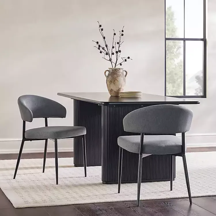 Dining Chairs-Kirklands Home Charcoal and Black Curved Dining Chairs, Set of 2 Gray