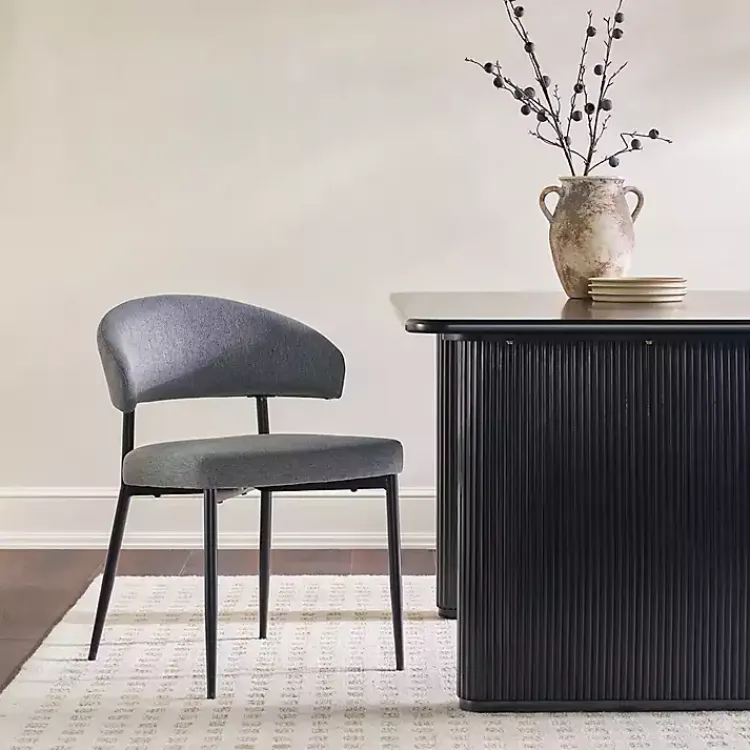Dining Chairs-Kirklands Home Charcoal and Black Curved Dining Chairs, Set of 2 Gray