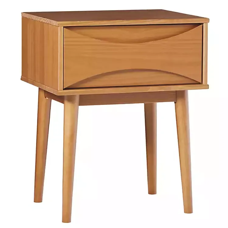 Nightstands-Kirklands Home Caramel Wood Mid-Century Modern Nightsd Tan