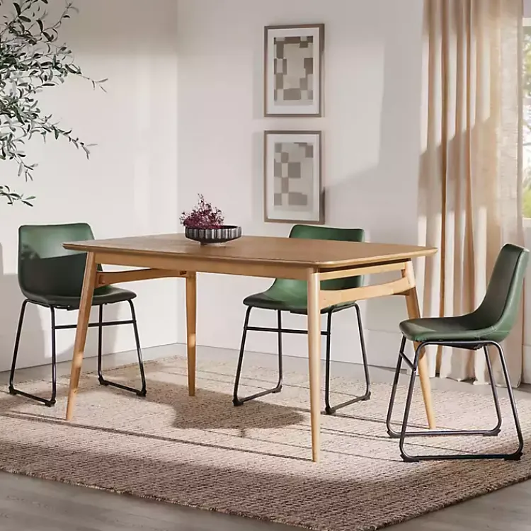 Dining Tables-Kirklands Home Natural Ash Wood Mid-Century Modern Dining Table Tan