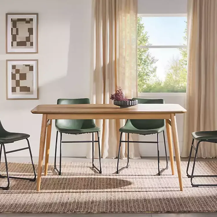 Dining Tables-Kirklands Home Natural Ash Wood Mid-Century Modern Dining Table Tan