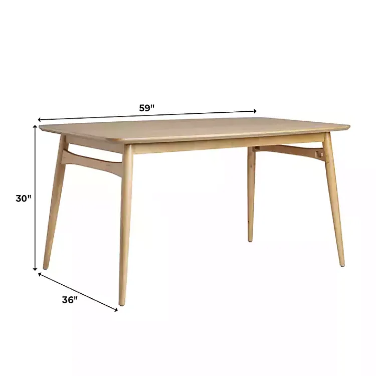 Dining Tables-Kirklands Home Natural Ash Wood Mid-Century Modern Dining Table Tan