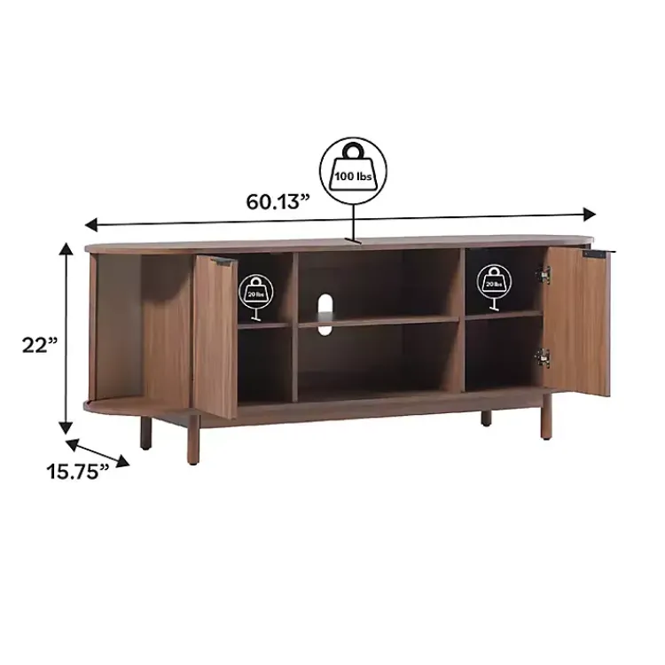 Tv Stands & Media Consoles-Kirklands Home Mocha Wood Reeded Oval TV Stand Brown