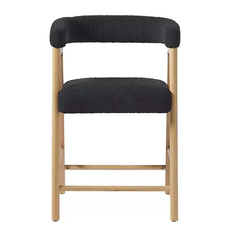 Bar Stools & Counter Height Stools-Kirklands Home Boucle Curved Back Ezra Counter Stool Black