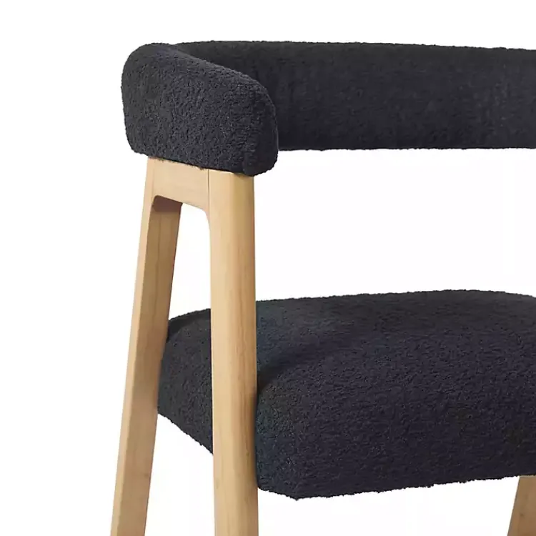 Bar Stools & Counter Height Stools-Kirklands Home Boucle Curved Back Ezra Counter Stool Black