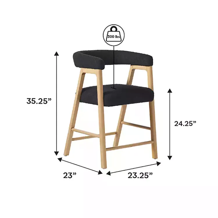 Bar Stools & Counter Height Stools-Kirklands Home Boucle Curved Back Ezra Counter Stool Black