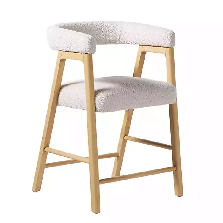 Bar Stools & Counter Height Stools-Kirklands Home Boucle Curved Back Ezra Counter Stool Ivory