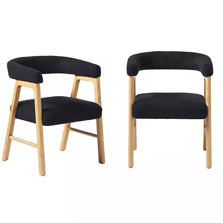 Dining Chairs-Kirklands Home Boucle Curved Ezra Dining Chairs, Set of 2 Black