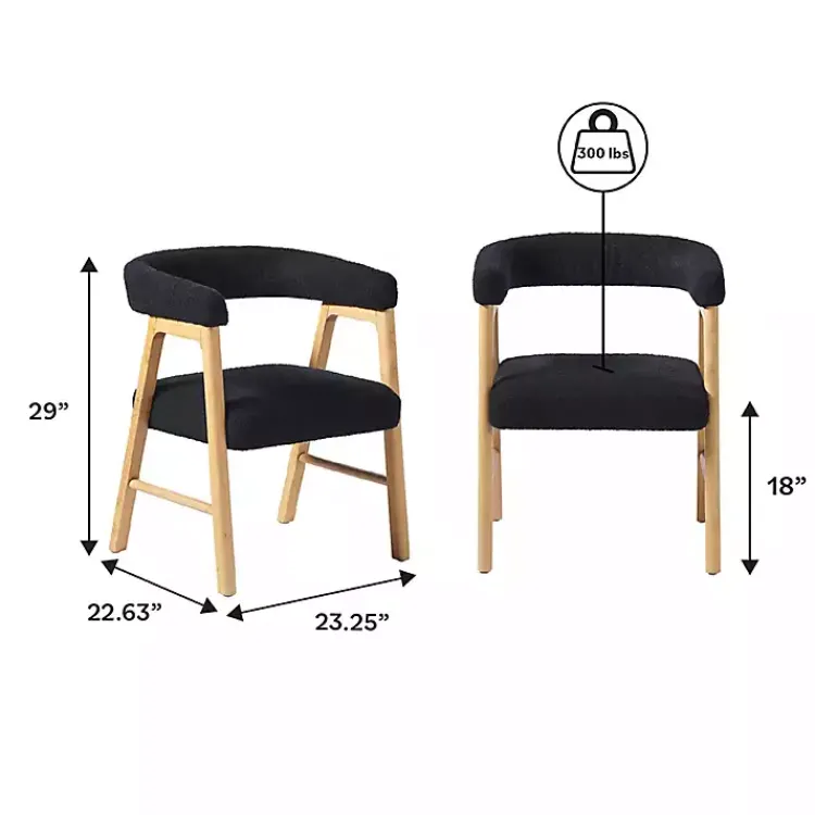 Dining Chairs-Kirklands Home Boucle Curved Ezra Dining Chairs, Set of 2 Black
