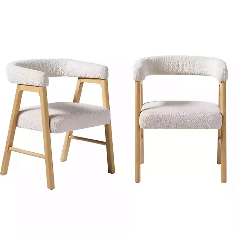 Dining Chairs-Kirklands Home Boucle Curved Ezra Dining Chairs, Set of 2 Ivory
