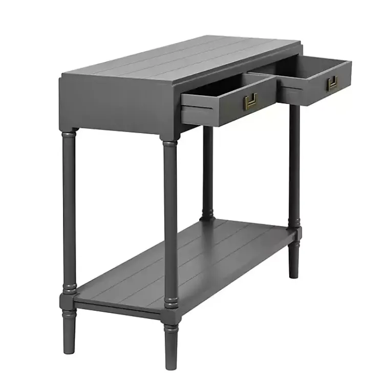Console Tables-Kirklands Home Wood 2-Drawer Layla Console Table Gray