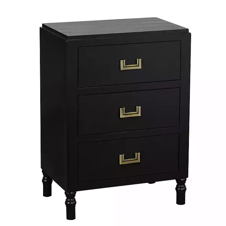 Nightstands-Kirklands Home Wood 3-Drawer Layla Nightstand Black