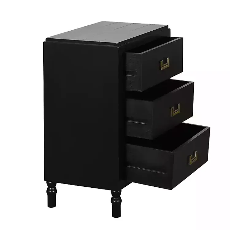 Nightstands-Kirklands Home Wood 3-Drawer Layla Nightstand Black