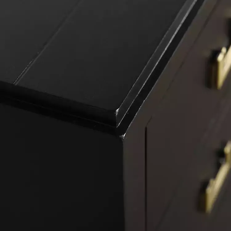 Nightstands-Kirklands Home Wood 3-Drawer Layla Nightstand Black