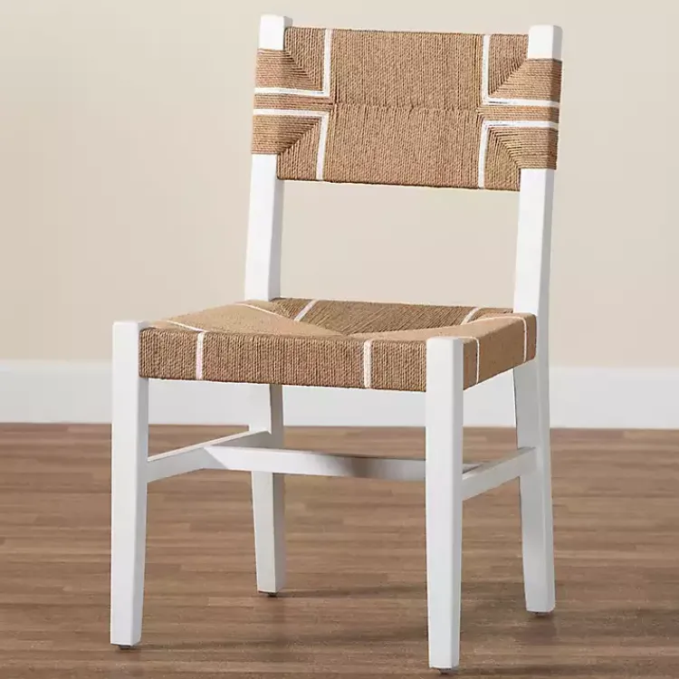 Dining Chairs-Kirklands Home White Mahogany Woven Talli Dining Chair Tan
