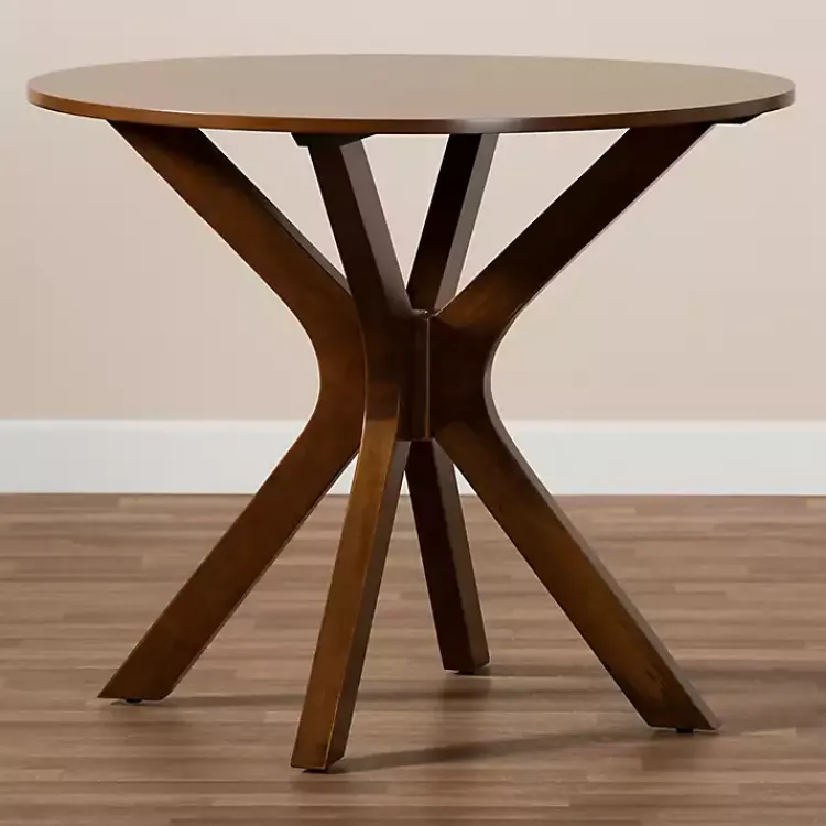Dining Tables-Kirklands Home Walnut Wood Round Kenji Small Dining Table Brown