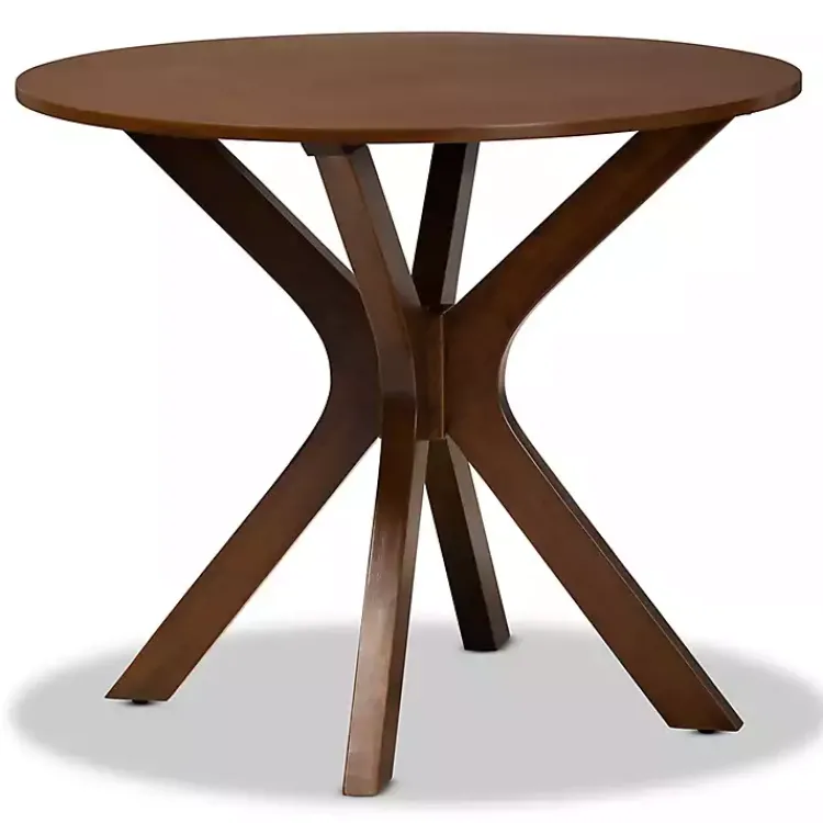 Dining Tables-Kirklands Home Walnut Wood Round Kenji Small Dining Table Brown