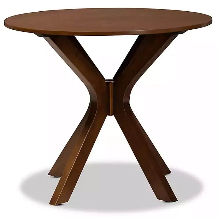 Dining Tables-Kirklands Home Walnut Wood Round Kenji Small Dining Table Brown