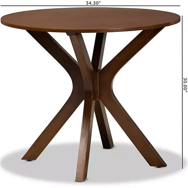 Dining Tables-Kirklands Home Walnut Wood Round Kenji Small Dining Table Brown