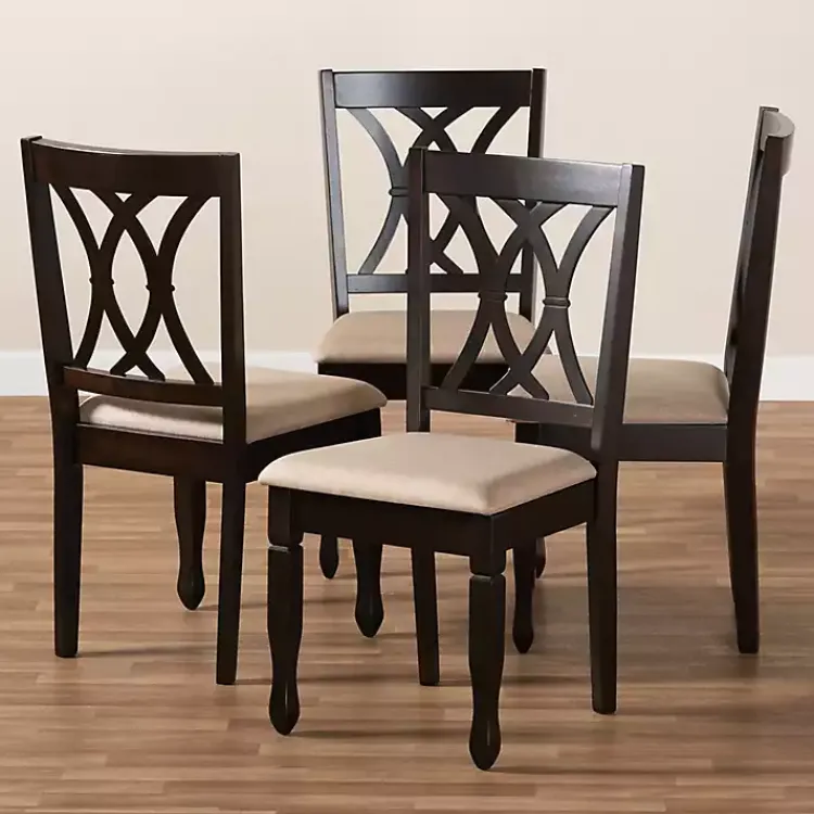 Dining Chairs-Kirklands Home Espresso Upholstered Reneau 4-pc. Dining Chair Set Tan