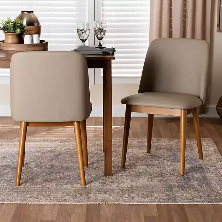 Dining Chairs-Kirklands Home Beige Faux Leather Modern Dining Chairs, Set of 2 Tan