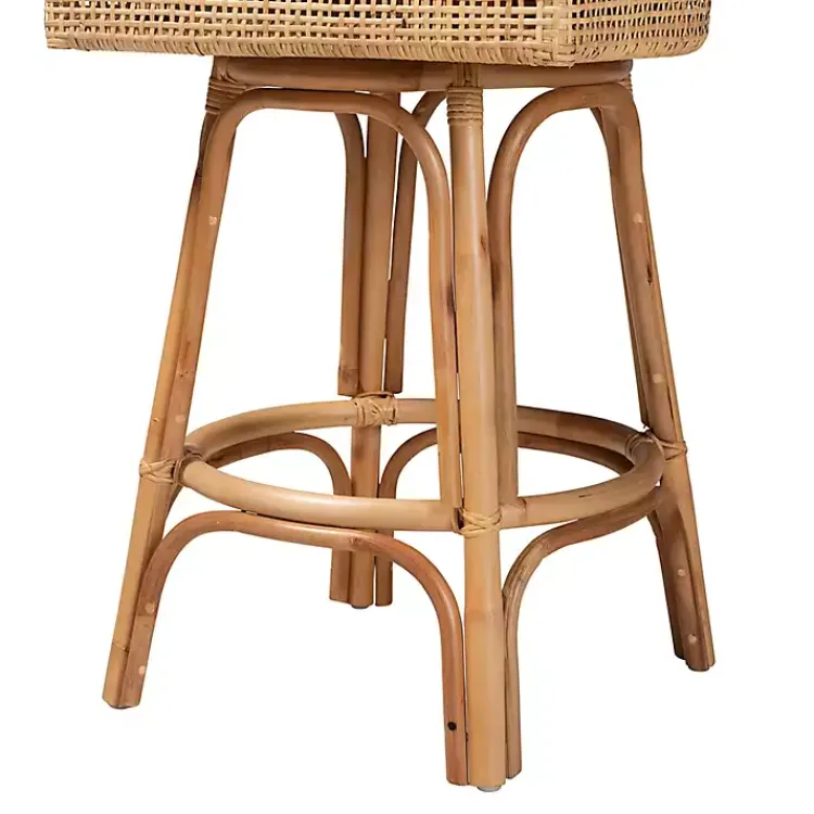 Bar Stools & Counter Height Stools-Kirklands Home Natural Rattan Bella Swivel Bar Stool White