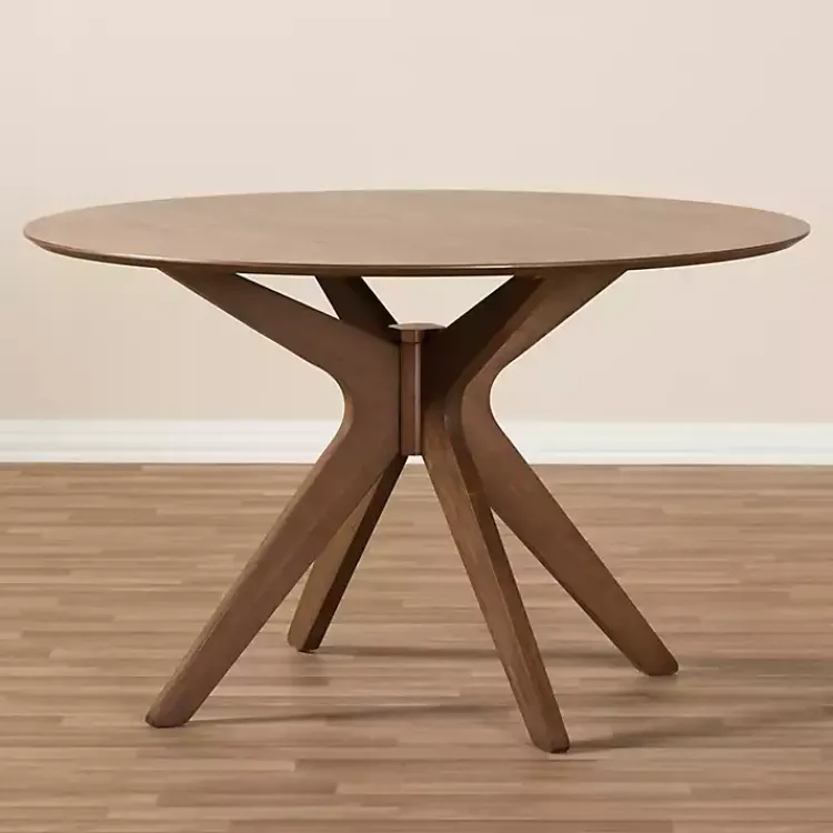 Dining Tables-Kirklands Home Walnut Round Monte Dining Table Brown