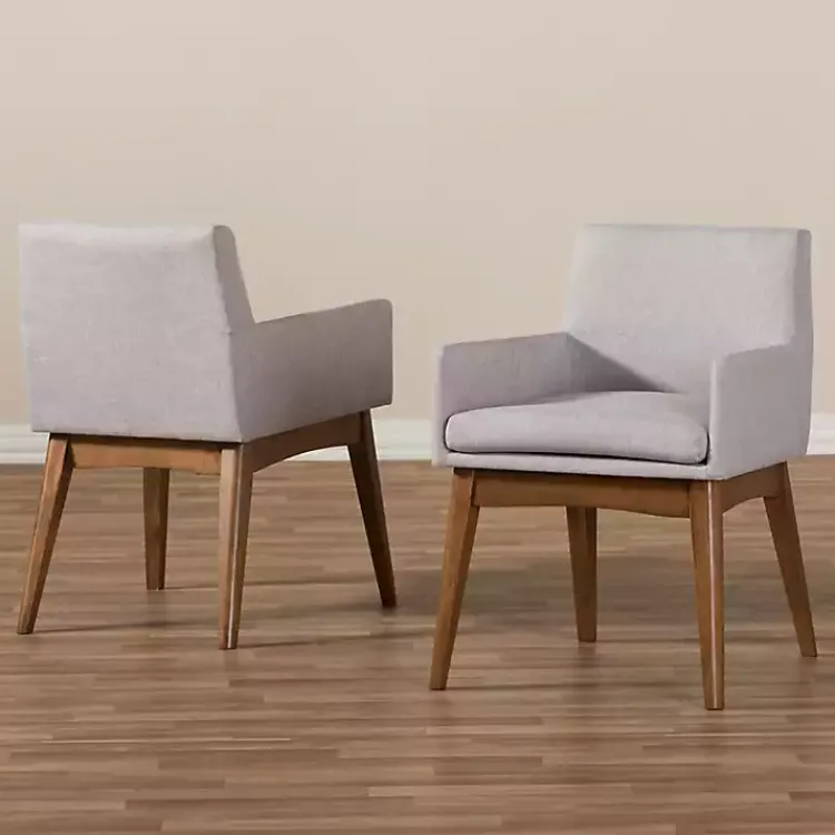 Dining Chairs-Kirklands Home Upholstered Walnut Dining Chairs, Set of 2 Gray