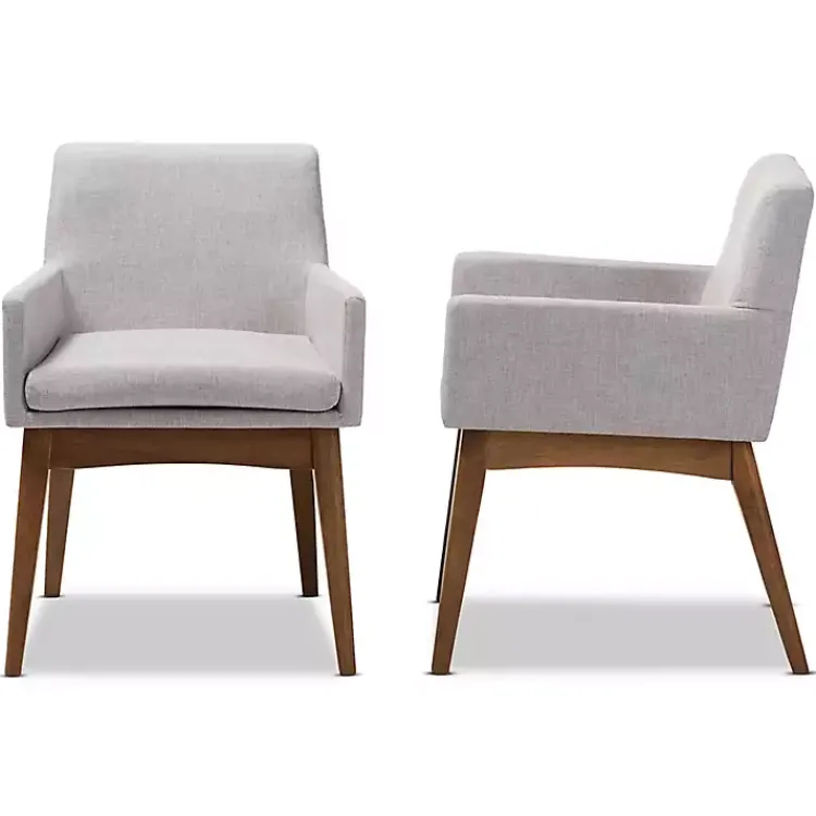 Dining Chairs-Kirklands Home Upholstered Walnut Dining Chairs, Set of 2 Gray