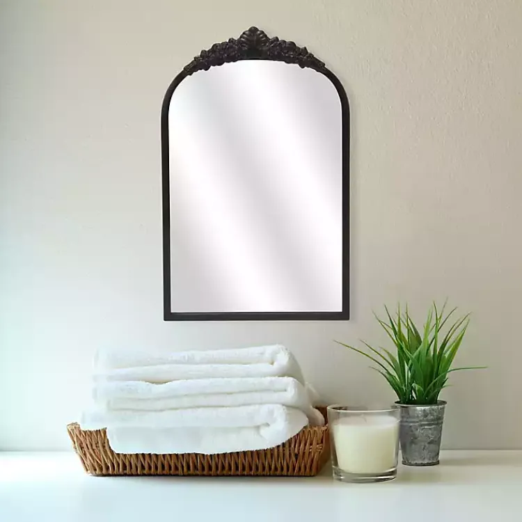 Decorative Mirrors-Kirklands Home Everlaine Modern Victorian Wall Mirror Black