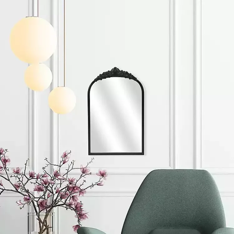 Decorative Mirrors-Kirklands Home Everlaine Modern Victorian Wall Mirror Black