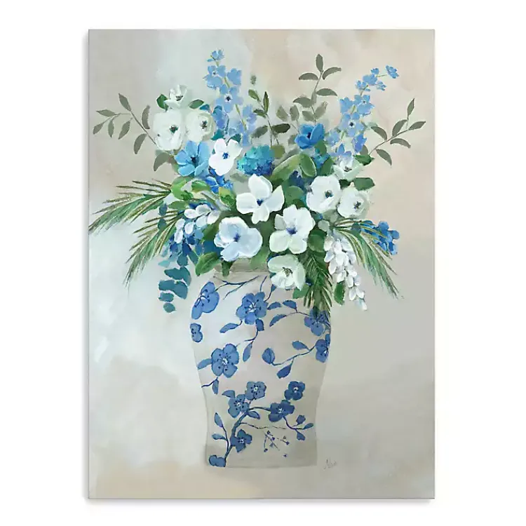Canvas Art-Kirklands Home Blue Floral Jar Canvas Art Print Multi