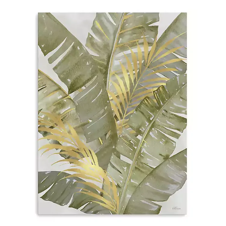 Canvas Art-Kirklands Home Touch of Gold Banana Leaves Canvas Art Print
