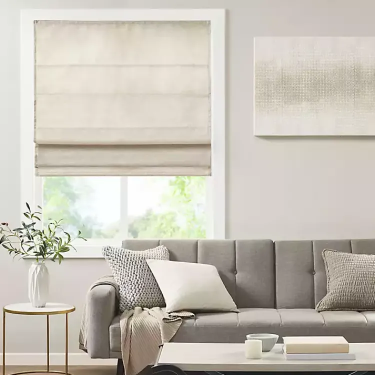 Curtains & Drapes-Kirklands Home Faux Silk Room Darkening Roman Shade, 31 in. Ivory