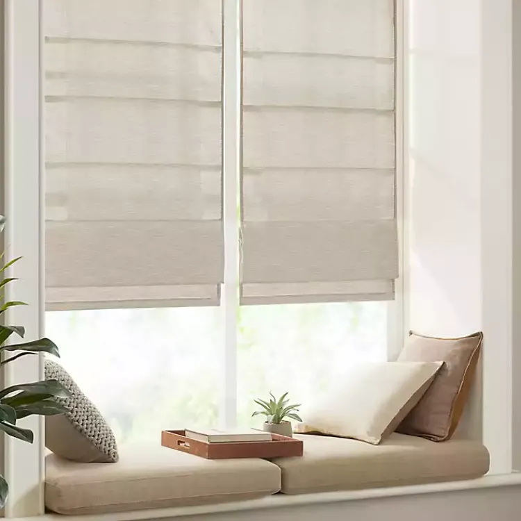 Curtains & Drapes-Kirklands Home Faux Silk Room Darkening Roman Shade, 31 in. Ivory