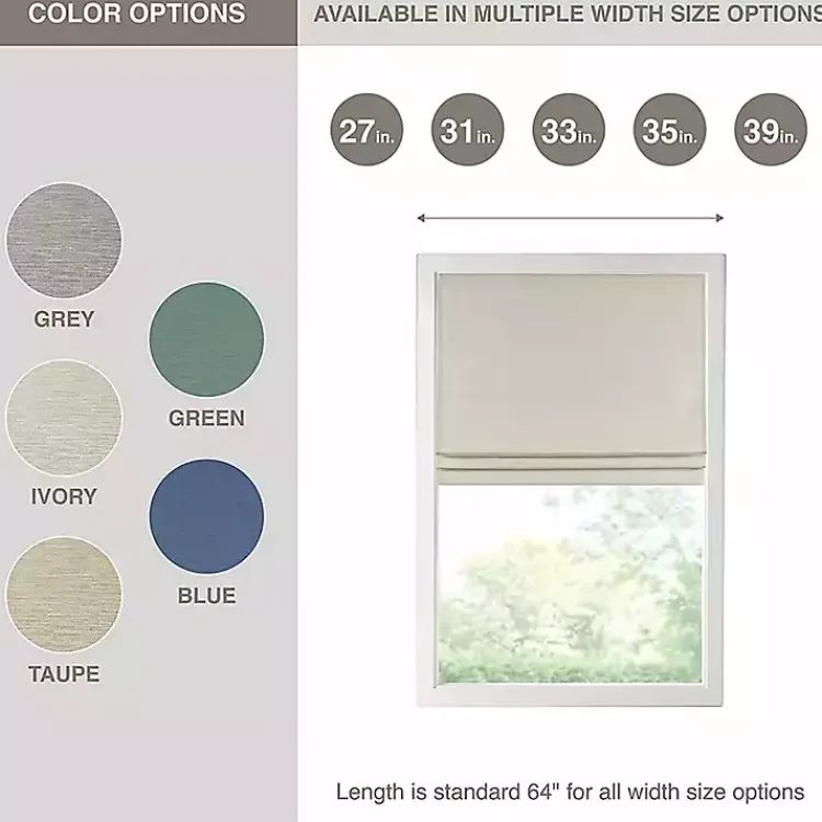 Curtains & Drapes-Kirklands Home Faux Silk Room Darkening Roman Shade, 35 in. Ivory