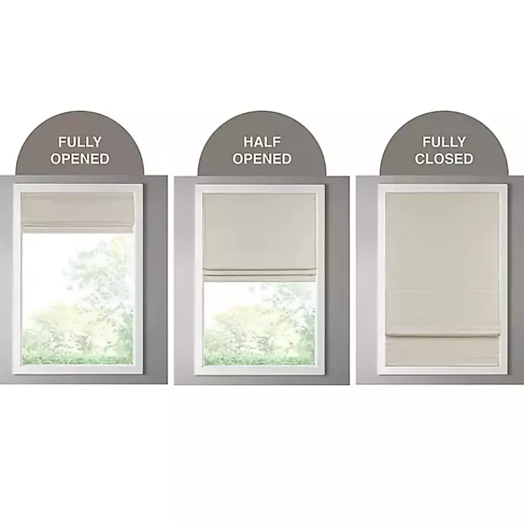 Curtains & Drapes-Kirklands Home Faux Silk Room Darkening Roman Shade, 35 in. Ivory