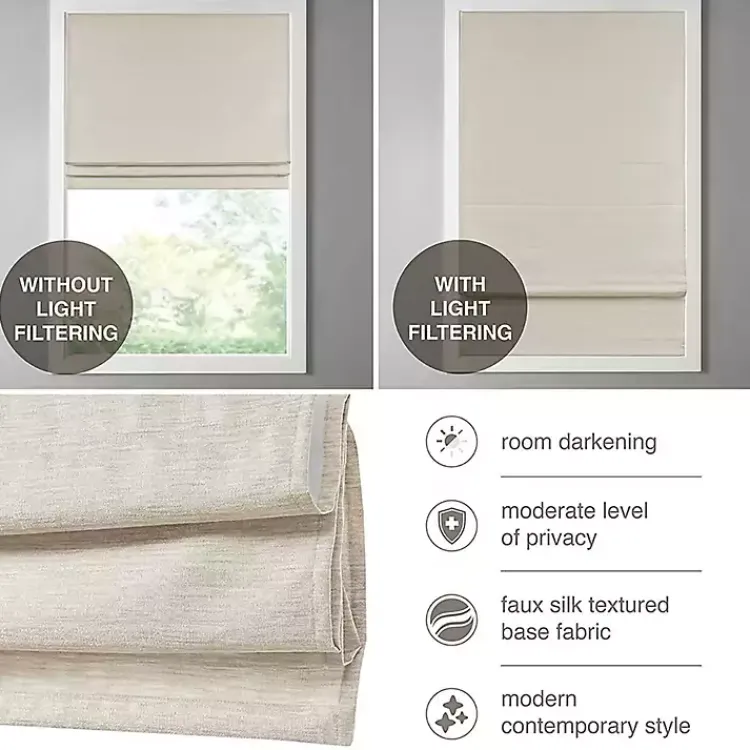 Curtains & Drapes-Kirklands Home Faux Silk Room Darkening Roman Shade, 33 in. Tan