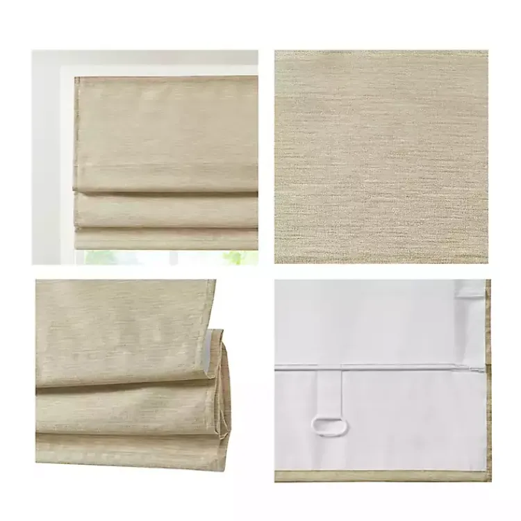 Curtains & Drapes-Kirklands Home Faux Silk Room Darkening Roman Shade, 35 in. Tan