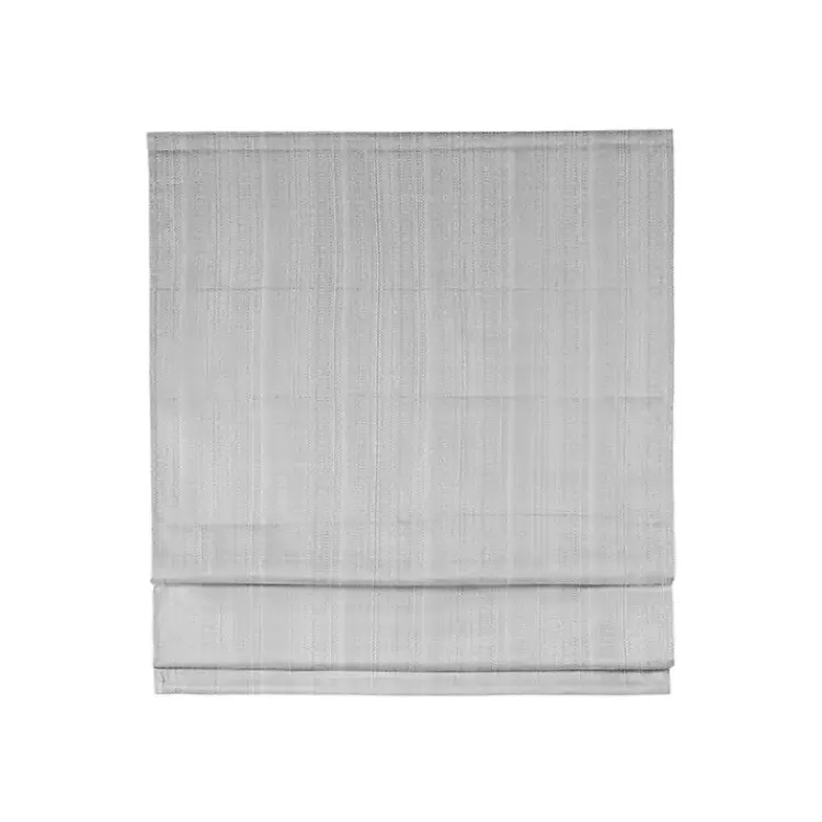 Curtains & Drapes-Kirklands Home Basketweave Cordless Roman Shade, 33 in. Gray