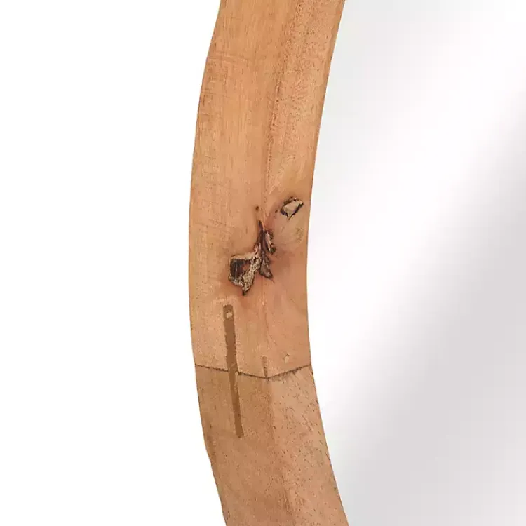 Decorative Mirrors-Kirklands Home Rustic Brown Acacia Round Wall Mirror