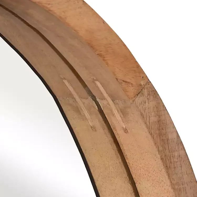 Decorative Mirrors-Kirklands Home Rustic Brown Acacia Round Wall Mirror