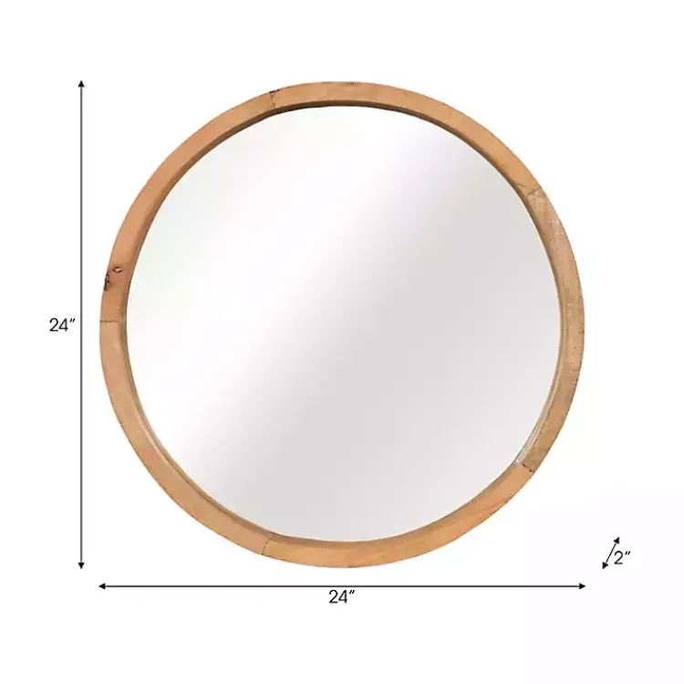Decorative Mirrors-Kirklands Home Rustic Brown Acacia Round Wall Mirror