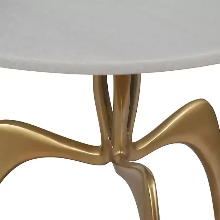 Accent & End Tables-Kirklands Home Gold Metal and Marble Modern Abstract Accent Table White